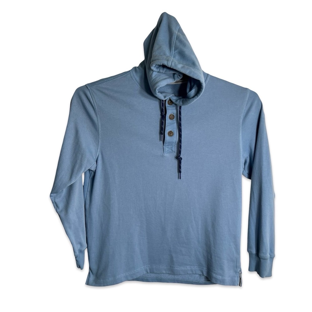 Hawke & Co Outfitter Mens Blue Henley Hoodie Long Sleeve Shirt HSW2871 L